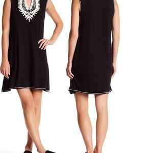 Max Studio Crochet Trim Knit A-line Dress
